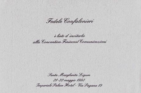 Fininvest: invito di Fedele Confalonieri alla Convention di Santa Margherita Ligure, 1993